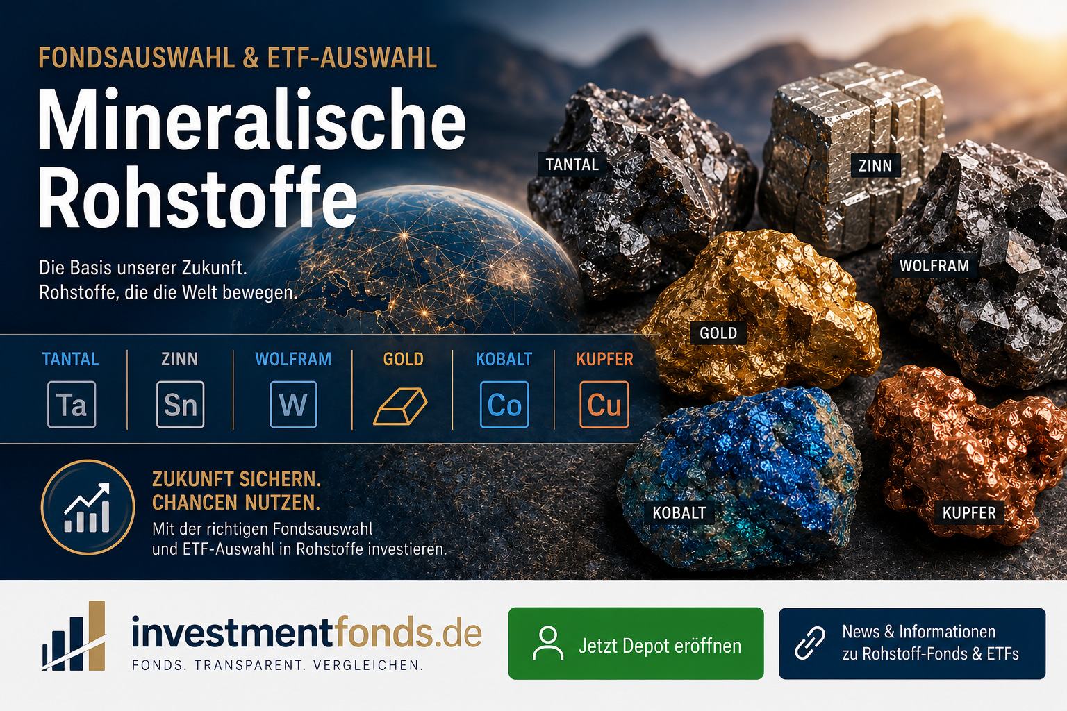 In die Zukunft investieren: Rohstoffe, seltene Erden mit Fonds & ETFs